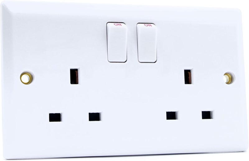 درافل مقبس كهربائي مزدوج من دورافيل ثنائي الفتحات 13 أمبير مع مؤشر نيون - بلاستيك فائق النحافة، مقاوم للحريق - Image 3